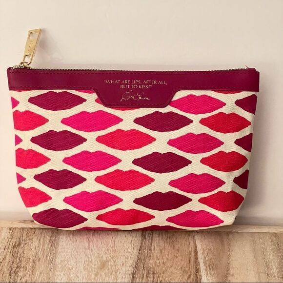 NWT ESTEE Lauder White Off, Pink, Burgundy, Kisses Lips, Cosmetics Make up Bag - Picture 1 of 10